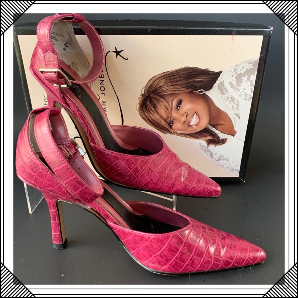 Star Jones Pink Rose Ankle Strap Pointed Toe Sexy